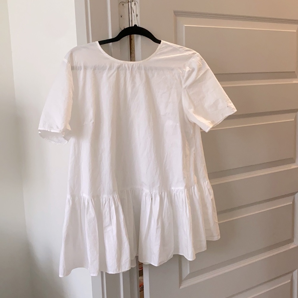 Zara Cotton ruffle detail peasant blouse